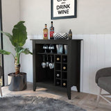 ZUN New Canaan 6-Bottle 1-Drawer 1-Shelf Bar Cabinet Black Wengue B06280164
