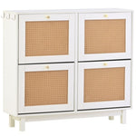 ZUN ON-TREND Rattan Boho Style Shoe Cabinet 4 Flip Drawers, Modern 2-Tier Shoe Storage Organizer WF300555AAK