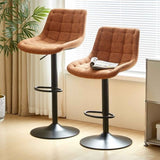 ZUN Brown Pu Leather Swivel Adjustable Height Bar Stool Chair For Kitchen W1516P147791
