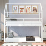 ZUN Bunk Beds for Kids Twin over Twin,House Bunk Bed Metal Bed Frame Built-in Ladder,No Box Spring WF286772AAK
