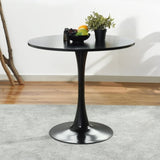ZUN Modern 31.5" Dining Table with Round Top and Pedestal Base in bLack color W131463660