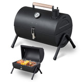ZUN Portable Charcoal Grill with Thermometer & Wooden Handle, Compact Tabletop Barbecue Grill for 76168663