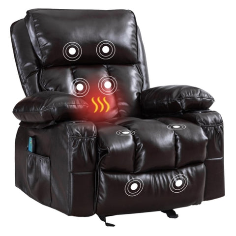 ZUN Recliner Chair Heating massage for Living Room with Rocking Function and Side Pocket W1807103693