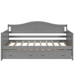 ZUN Twin Wooden Daybed with Trundle Bed, Sofa Bed for Bedroom Living Room, Gray WF192861AAE