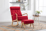ZUN COOLMORE Rocking With Ottoman, Mid-Century Modern Upholstered Fabric Rocking Armchair, Rocking W153967877