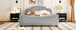 ZUN Full Size Upholstered Daybed with Cloud Shaped Headboard, Embedded Elegant Copper Nail Design, Gray WF314643AAE
