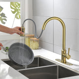 ZUN Single Handle High Arc Pull Out Kitchen Faucet,Single Level Stainless Steel Kitchen Sink Faucets 25914519