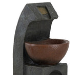 ZUN 9.4x9.1x23.8" Black and Brown Sculptural Water Fountain with Bowl Basin, with Light and Pump, for W2078138958