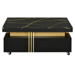 ZUN ON-TREND Contemporary Coffee Table Faux Marble Top, Rectangle Cocktail Table WF305961AAB