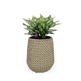 ZUN 13.4" Self-watering Wicker Planter - Garden Decoration Pot - Beige - Round B046P144669