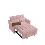 ZUN Pink Velvet Loveseat Sofa Bed W588132117