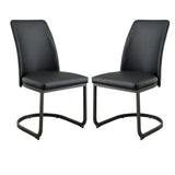 ZUN Contemporary Dark Gray Set of 2pc Side Chairs Kitchen Dining Room Metal U-Shaped Base Leatherette B011P145388