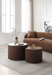 ZUN Nesting Table Set of 2, MDF Coffee Table set for Living Room/Leisure Area,Brown W87682180