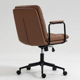 ZUN Office Chair,Mid Back Home Office Desk Task Chair with Wheels and Arms Ergonomic PU Leather Computer W1143133926