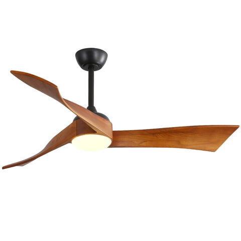 ZUN 52 Inch Indoor Ceiling Fan With Dimmable 3 Color Led Light 3 Solid Wood Blades Remote Control W882P146337