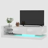 ZUN TV Console with Storage Cabinets, Full RGB Color 31 Modes Changing Lights Remote RGB LED TV Stand, W1701105065