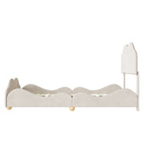 ZUN Full Size Upholstered Platform Bed with Cloud Shaped bed board, Beige WF310565AAA