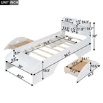 ZUN Wood Twin Size Platform Bed with 2 Drawers, Storage Headboard and Footboard, White WF313560AAK