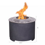 ZUN 20.5 Inch x 15 Inch Dark Grey Faux Concrete Texture Smokeless Firepit With Wood Pellet/Twig/Wood As W2029120106