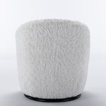 ZUN A&A Furniture,Artificial Rabbit Hair Fabric Swivel Accent Armchair Barrel Chair With Black Powder W1143110375