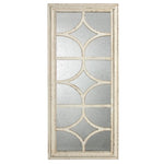 ZUN 28"x59" Glister Rectangular Mirror with Distressed White Frame with Decorative Window Look, Vertical W2078126753