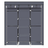 ZUN 69" Portable Clothes Closet Non-Woven Fabric Wardrobe Double Rod Storage Organizer Gray 98225165