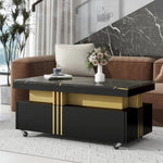 ZUN ON-TREND Contemporary Coffee Table Faux Marble Top, Rectangle Cocktail Table WF305961AAB