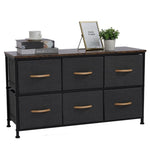 ZUN 3-Tier Wide Drawer Dresser, Storage Unit with 6 Easy Pull Fabric Drawers and Metal Frame, Wooden 46440438