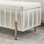 ZUN Elegant Upholstered Velvet Storage Bench with Cedar Wood Veneer, Large Storage Ottoman with W487109968