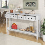 ZUN TREXM Rustic Entryway Console Table, 60" Long Sofa Table with two Different Size Drawers and Bottom WF281290AAK