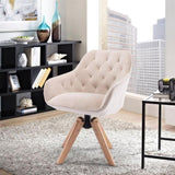ZUN COOLMORE Solid Wood Tufted Upholstered Armless home office chair W39533315
