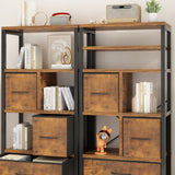 ZUN 5 layers with 4 drawers bookshelf particle board iron frame non-woven fabric 60*30*147cm black iron 20339433