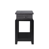 ZUN Sofa Side Table, Home Contemporary Table with Drawer and Bottom Shelf in Distressed Grey & Black B107130838