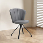 ZUN Gray 360&deg; Swivel Makeup Home Office Chair, PU Vanity Chair, Nail chair Women, queen fancy chair W2118P143548
