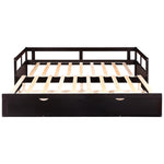 ZUN Wooden Daybed with Trundle Bed and Two Storage Drawers , Extendable Bed Daybed,Sofa Bed for Bedroom WF194973AAP