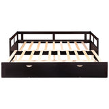 ZUN Wooden Daybed with Trundle Bed and Two Storage Drawers , Extendable Bed Daybed,Sofa Bed for Bedroom WF194973AAP