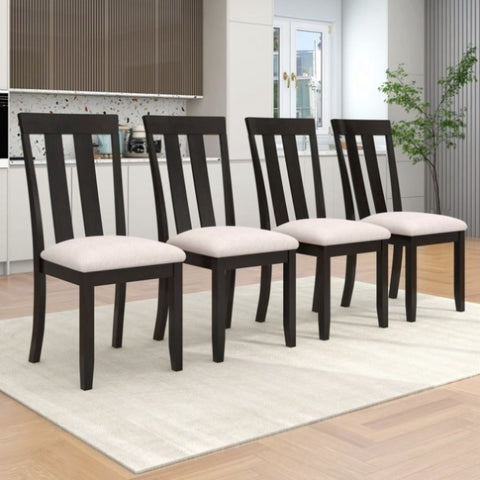 ZUN TREXM Set of 4 Dining Chairs Soft Fabric Dining Room Chairs with Seat Cushions and Curved Back WF291209AAP