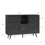 ZUN Living Room Sideboard Storage Cabinet White High Gloss with LED Light, Modern Kitchen Unit Cupboard W1321111278