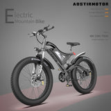 ZUN AOSTIRMOTOR S18 26" 750W Electric Bike Fat Tire 48V 15AH Removable Lithium Battery for Adults S18-GREY