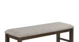ZUN 1pc Traditional Charm Brown Finish Standard Height Dining Bench Light Gray Fabric Upholstery Solid B011P145136