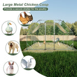 ZUN 10 ft. x 13 ft. Galvanized Large Metal Walk in Chicken Coop Cage Farm Poultry Run Hutch Hen House W121272266