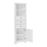 ZUN White Triangle Tall Cabinet with 3 Drawers and Adjustable Shelves for Bathroom, Kitchen or Living WF298150AAK