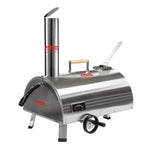 ZUN Silver Pizza Oven Outdoor 12" Semi-Automatic Rotatable Pizza Ovens Portable Stainless Steel Wood W2196134341