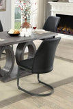 ZUN Contemporary Dark Gray Set of 2pc Side Chairs Kitchen Dining Room Metal U-Shaped Base Leatherette B011P145388