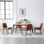 ZUN Upholstered Leather Dining Chairs Set of 2 With Metal Legs, Mid Century Modern Leisure Chairs for W1439125946