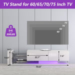 ZUN TV Console with Storage Cabinets, Full RGB Color 31 Modes Changing Lights Remote RGB LED TV Stand, W1701105065