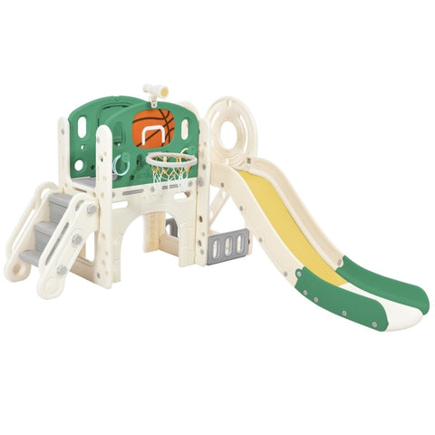 ZUN Kids Slide Playset Structure, Freestanding Castle Climbing Crawling Playhouse with Slide, Arch PP300683AAF