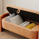 ZUN Ottoman Oval Storage Bench 3D Lamb Fleece Fabric Bench with Large Storage Space for the Living Room, W1825133472