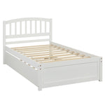 ZUN Twin size Platform Bed Wood Bed Frame with Trundle, White WF194302AAK