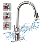 ZUN Kitchen Faucet- 3 Modes Pull Down Sprayer Kitchen Sink Faucet, Brushed Nickel Kitchen Faucet Single 11293022